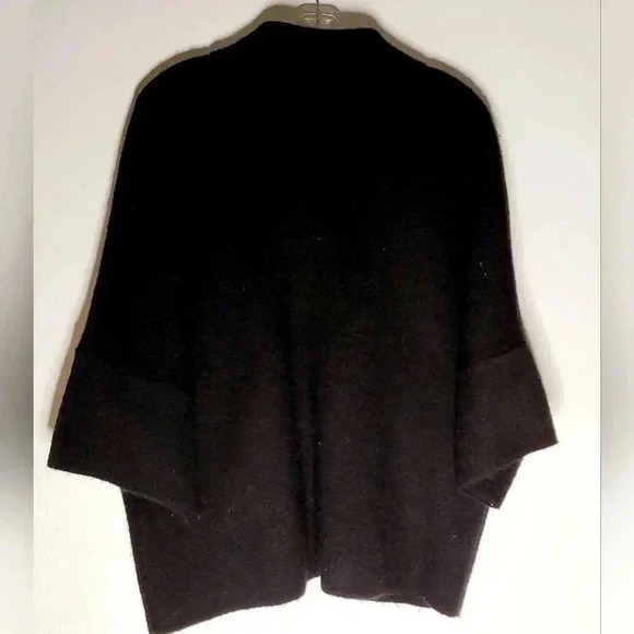 Tahari Cashmere Blend Black Oversized Open ButtonSz S Cropped Cardigan  Sweater - Picture 3 of 10